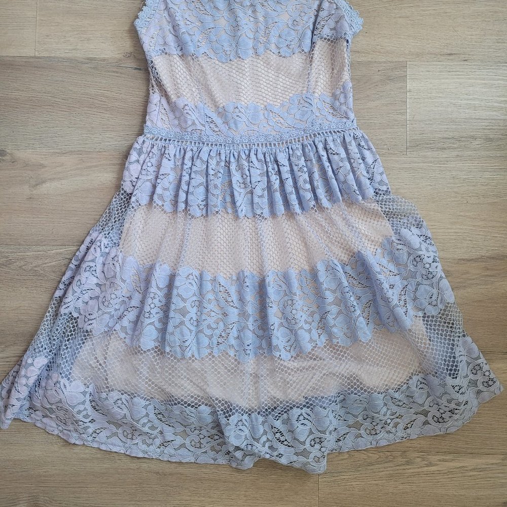 Altar'd State Dress Cream and Blue Lace and Tulle Small - Picture 2 of 7